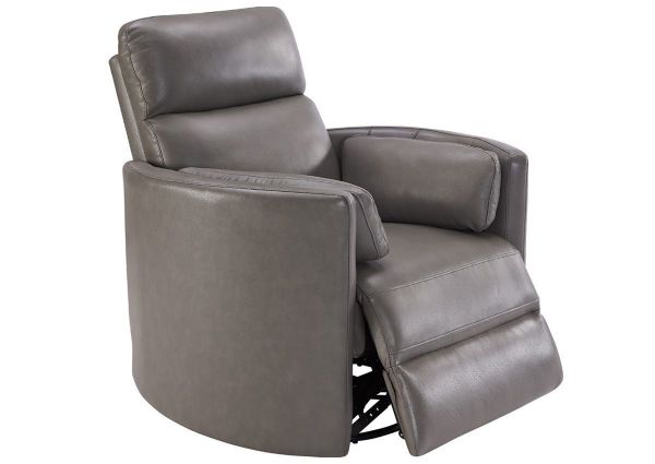 Soft Gray Radius POWER Leather Recliner by Parker House Furniture Showing the Angle View With the Chaise Open | Home Furniture Plus Bedding
