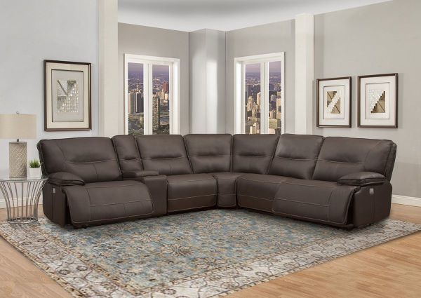Room View of the Dark Brown Spartacus POWER Reclining Sectional Sofa | Home Furniture Plus Bedding