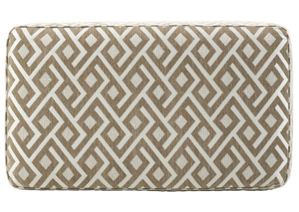 Overhead View of the Dovemont Ottoman by Ashley Furniture with Patterned Upholstery in Tan and White | Home Furniture Plus Bedding