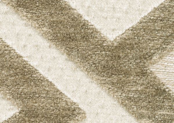 Detail Close Up of the Upholstery Fabric on the Dovemont Ottoman by Ashley Furniture with Patterned Upholstery in Tan and White | Home Furniture Plus Bedding