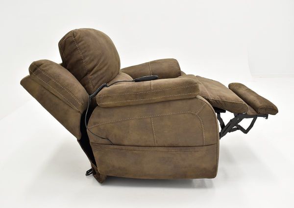 Side View with Recliner Open and Headrest Adjusted on the Explorer Power Recliner by Homestretch with Brown Upholstery | Home Furniture Plus Mattress