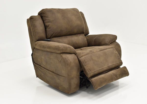Angle View with Recliner Slightly Open on the Explorer Power Recliner by Homestretch with Brown Upholstery | Home Furniture Plus Mattress