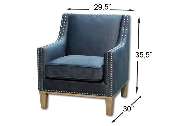 Dimension Details on the Dark Blue Augusta Accent Chair | Home Furniture Plus Bedding