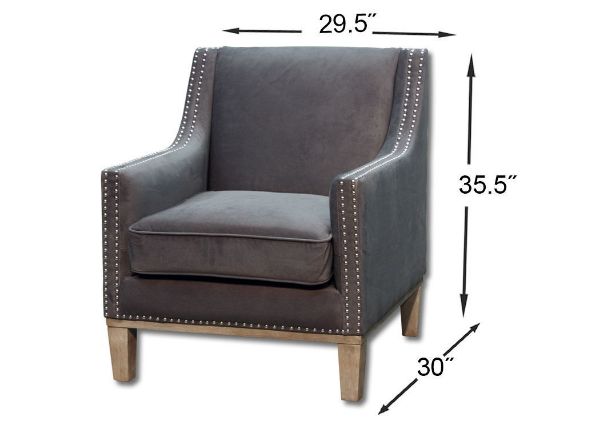 Dimension Details on the Gray Suede Augusta Accent Chair | Home Furniture Plus Bedding