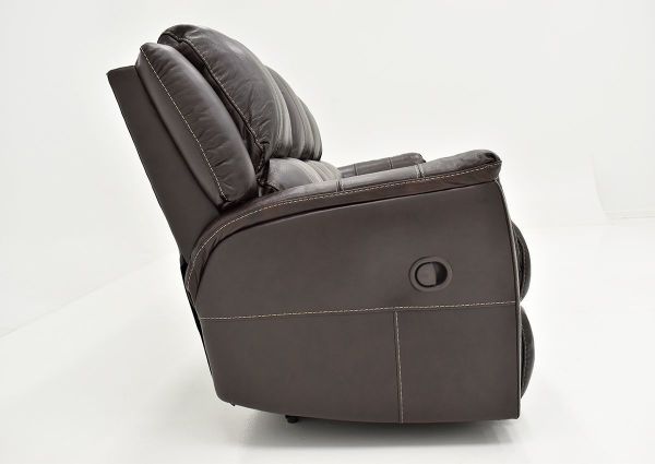 Side View of the Chocolate Brown Mercury Leather Reclining Sofa by Homestretch | Home Furniture Plus Bedding