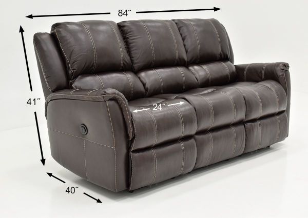 Dimension Details on the Chocolate Brown Mercury POWER Leather Reclining Sofa by Homestretch | Home Furniture Plus Bedding