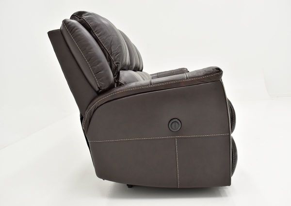 Side View of the Chocolate Brown Mercury POWER Leather Reclining Sofa by Homestretch | Home Furniture Plus Bedding