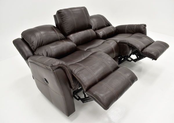 Angle View with Recliners Open on the Chocolate Brown Mercury POWER Leather Reclining Sofa by Homestretch | Home Furniture Plus Bedding