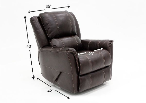 Dimension Details on the Chocolate Brown Mercury Mercury Leather Swivel Glider Recliner by Homestretch | Home Furniture Plus Bedding