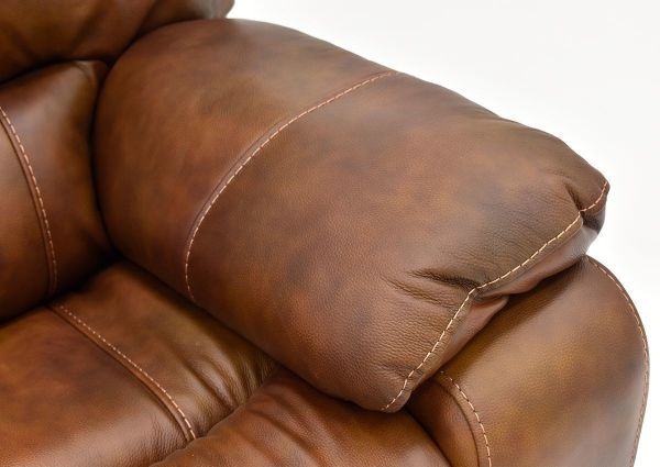 Close Up of the Padded Armrests on the Legend Leather Reclining Sofa by Man Wah | Home Furniture Plus Bedding