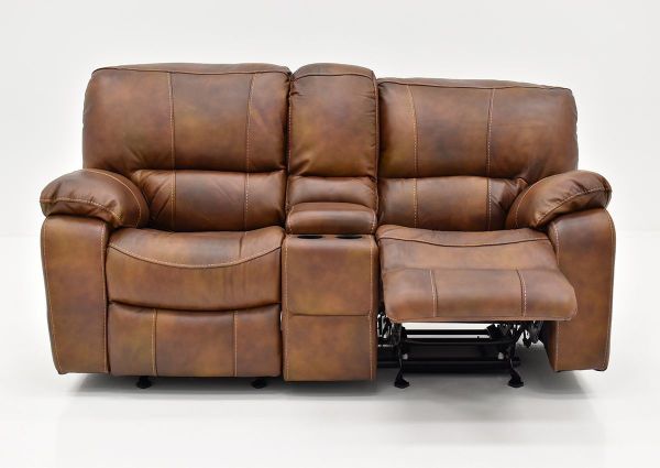 Front Facing View with Recliner Open on the Legend Leather Reclining Glider Loveseat by Man Wah | Home Furniture Plus Bedding