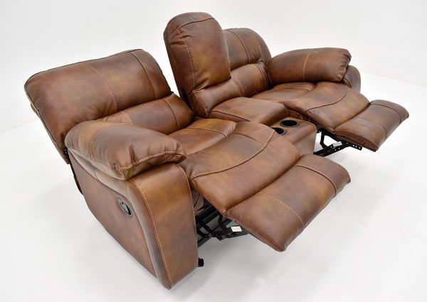 Angle View with Recliners Open on the Legend Leather Reclining Glider Loveseat by Man Wah | Home Furniture Plus Bedding