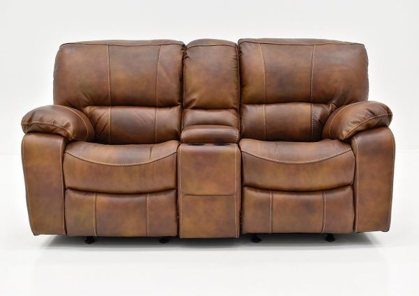 Front Facing View of the Legend Leather Reclining Glider Loveseat by Man Wah | Home Furniture Plus Bedding