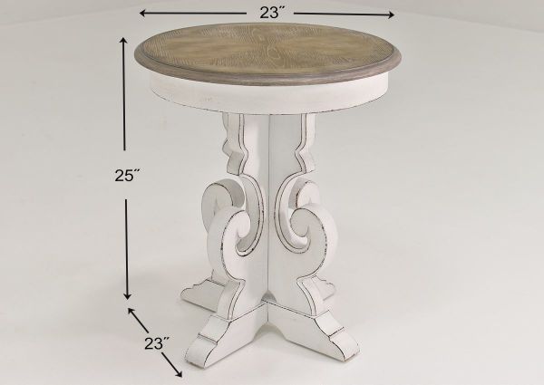 Dimension Details on the Magnolia Manor Round End Table | Home Furniture Plus Bedding
