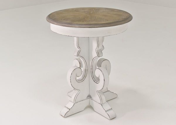 Side View of the Magnolia Manor Round End Table | Home Furniture Plus Bedding