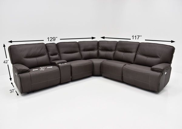 Dimension Details on the Dark Brown Spartacus POWER Reclining Sectional Sofa | Home Furniture Plus Bedding