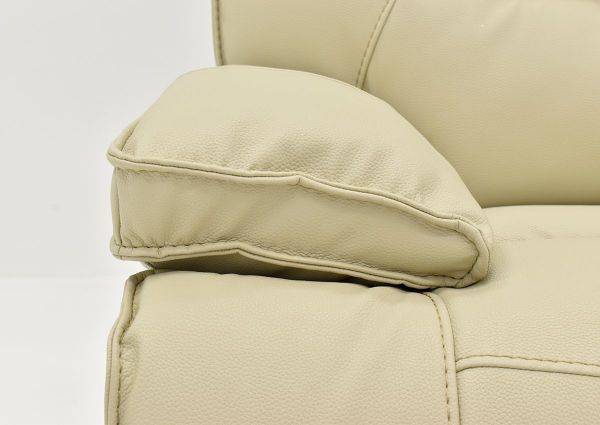 Close Up View of the Padded Arm Cushion on the Spartacus POWER Recliner in Off White | Home Furniture Plus Bedding