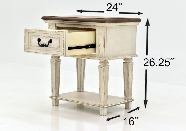Dimension Details on the Realyn Nightstand by Ashley Furniture | Home Furniture Plus Bedding