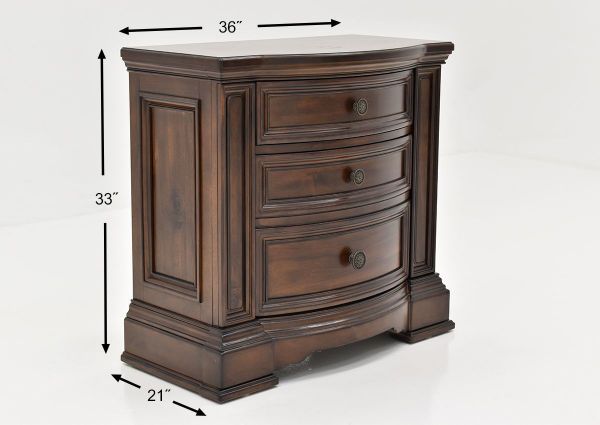 Dimension Details of the Plaza Nightstand in Brown by Avalon Furniture | Home Furniture Plus Bedding