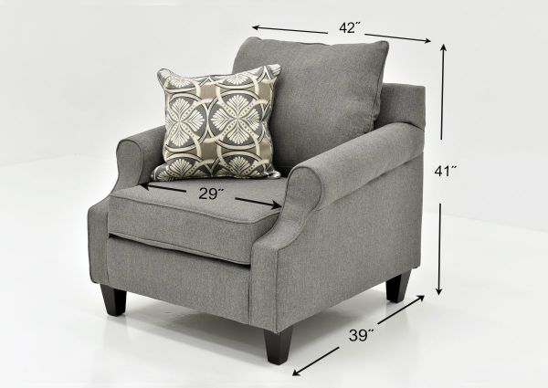 Dimension Details of the Gray Bay Ridge Chair by Behold, Made in the USA | Home Furniture Plus Bedding