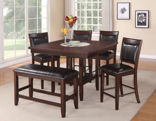 Dark Brown Fulton Dining Table, Bench and 4 Chair Set in Room Setting | Home Furniture Plus Bedding