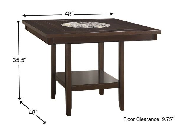 Dimension Details of the Dark Brown Fulton Bar Height Dining Table by Crown Mark | Home Furniture Plus Mattress