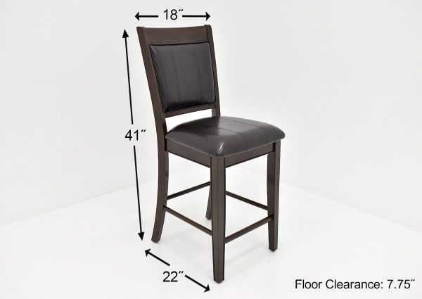 Dimension Details of the Dark Brown Fulton Bar Height Dining Chair by Crown Mark | Home Furniture Plus Mattress