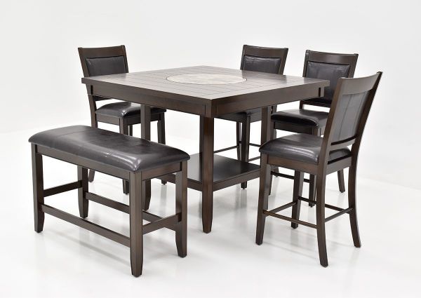 Angled View of the Dark Brown Fulton Bar Height Dining Set by Crown Mark | Home Furniture Plus Mattress