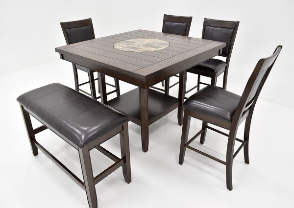 Close Up Angled View of the Dark Brown Fulton Bar Height Dining Set by Crown Mark | Home Furniture Plus Mattress