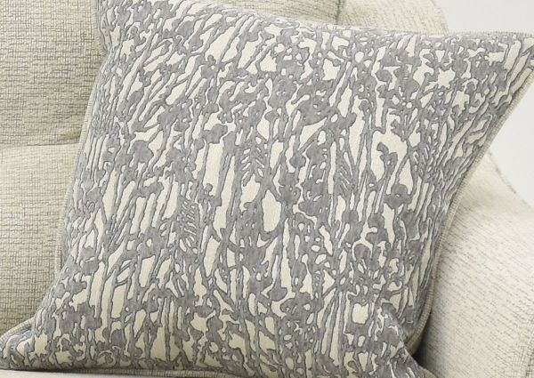 Close Up of the Patterned Accent Pillow on the Oliver Loveseat in Sand (Off White) by Behold Home | Home Furniture Plus Bedding