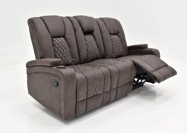 Slightly Angled View of the Aiden Reclining Sofa by Man Wah with Far Chaise Open | Home Furniture Plus Bedding