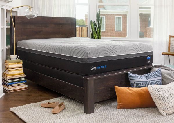 Slightly Angle View of the Sealy Hybrid Performance Kelburn II Mattress King Size In a Room Setting | Home Furniture Plus Bedding