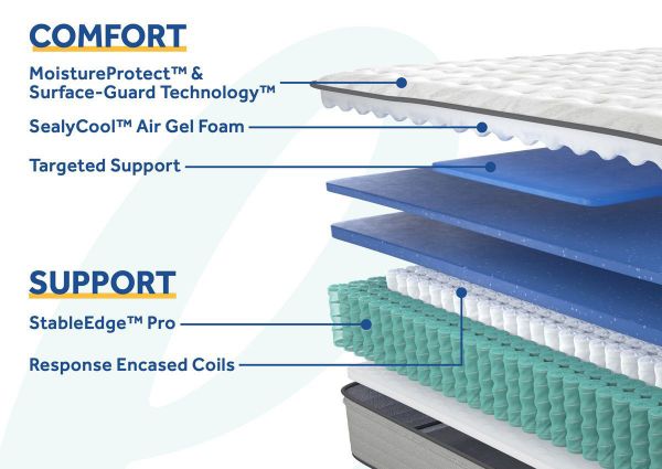 Cutaway Layers of the Sealy Summer Rose Medium Mattress in Queen Size | Home Furniture Plus Bedding