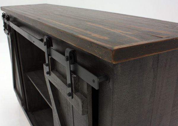 Gray and Brown Diego TV Console Angle Close Up | Home Furniture Plus Bedding