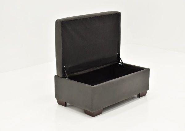 Slightly Angled View of the Bolton Ottoman Storage with Top Open - Gray | Home Furniture Plus Bedding