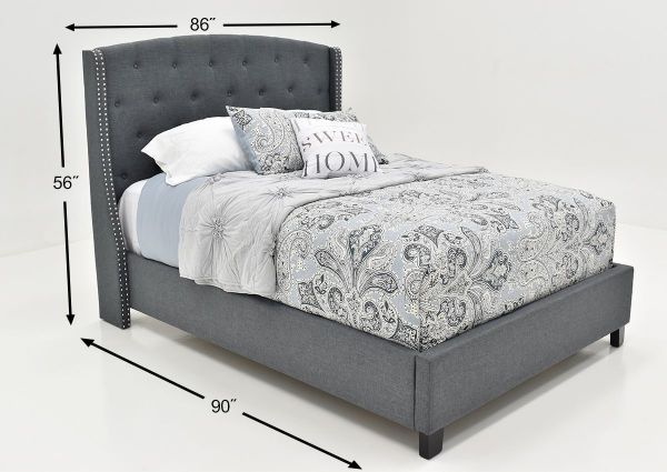 Dimension Details of the Eva King Size Upholstered Bed in Gray by Crown Mark, Intl. | Home Furniture Plus Mattress