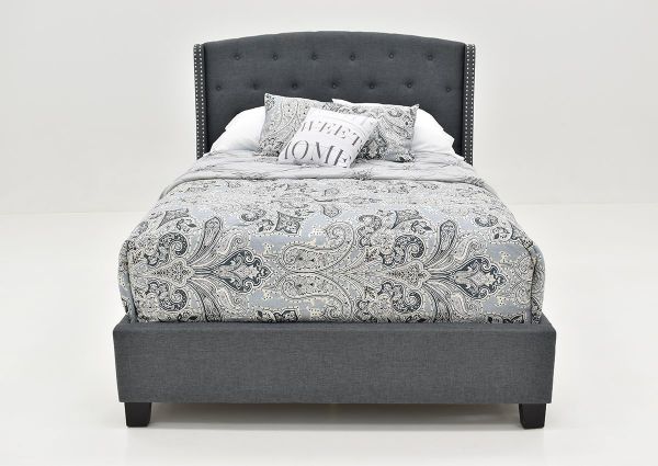 View from the Foot of the Eva King Size Upholstered Bed in Gray by Crown Mark, Intl. | Home Furniture Plus Mattress