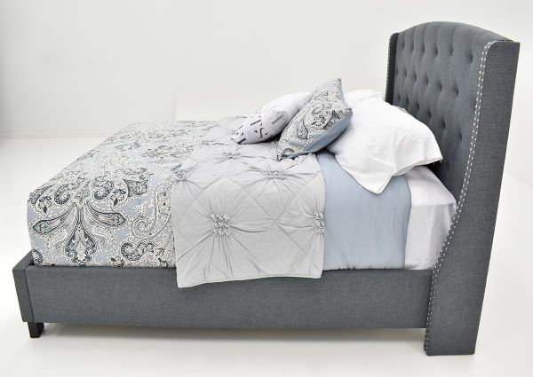Side View of the Eva King Size Upholstered Bed in Gray by Crown Mark, Intl. | Home Furniture Plus Mattress