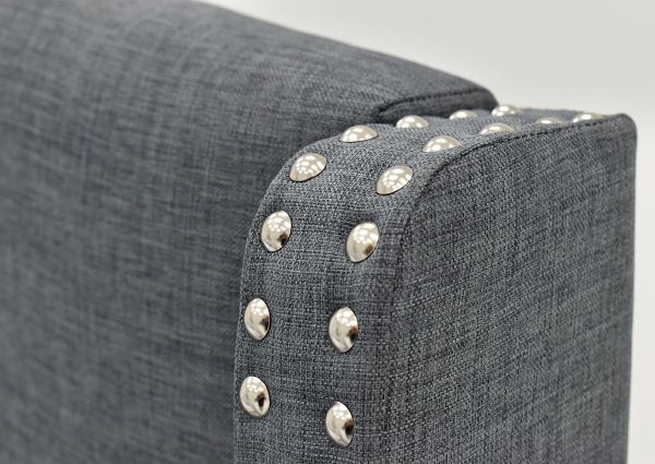 Close Up View of the Nailhead Trim on the Headboard of the Eva King Size Upholstered Bed in Gray by Crown Mark, Intl. | Home Furniture Plus Mattress