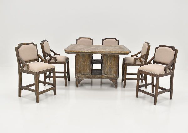 Wide Angled  View of the Brooks 7-Piece Counter Height Dining Set in Barnwood by Vintage Furniture, LLC. | Home Furniture Plus Bedding