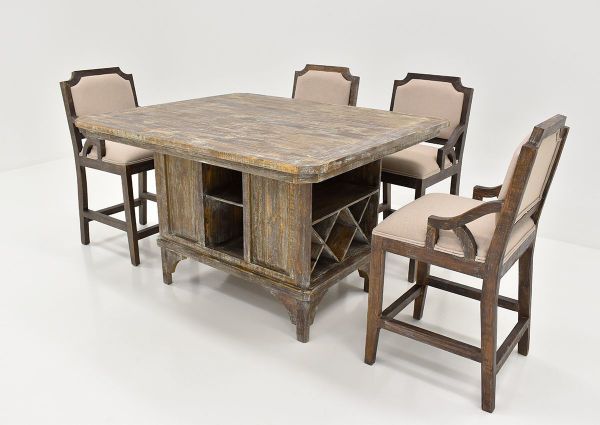 Slightly Angled Side View of the Brooks 7-Piece Counter Height Dining Set in Barnwood by Vintage Furniture, LLC. | Home Furniture Plus Bedding