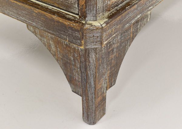 Close Up Shot of the Detailed Leg on the Brooks Counter Height Table in Barnwood by Vintage Furniture, LLC. | Home Furniture Plus Bedding