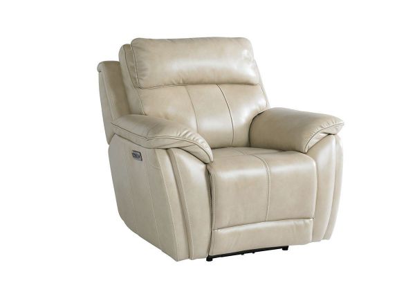 Slightly Angled View of the Levitate POWER Recliner in Diamond Beige by Bassett | Home Furniture Plus Bedding