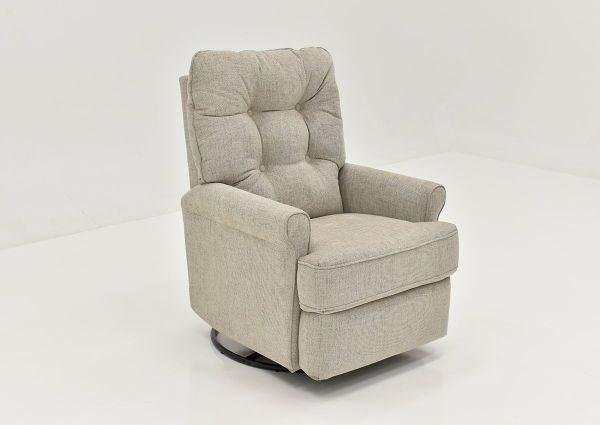 Angled View of the Carissa Swivel Glider Recliner in Gray by Best Home Furnishings | Home Furniture Plus Bedding