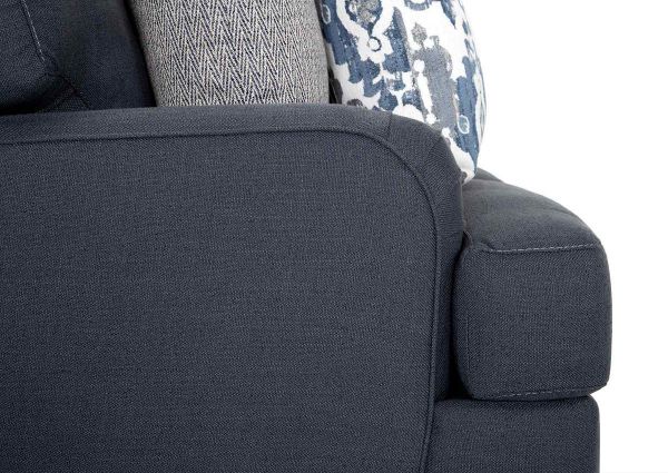 Close Up View of the Side Arm of the Landry Loveseat in Blue Indigo by Franklin Corporation | Home Furniture Plus Bedding