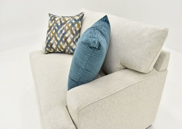 Angled View of the Rowan Chair in Off White by Franklin Furniture Showing Arms and Pillows | Home Furniture Plus Bedding