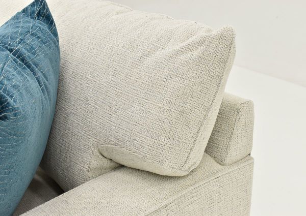 Closeup Angled View of the Rowan Chair in Off White by Franklin Furniture Showing Back Cushion and Pillow | Home Furniture Plus Bedding