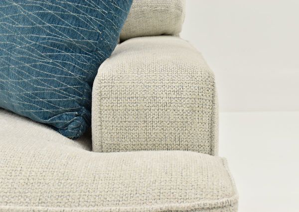 Closeup Front View of the Rowan Chair in Off White by Franklin Furniture Showing Arm, Seat Cushion, and Pillow Details | Home Furniture Plus Bedding