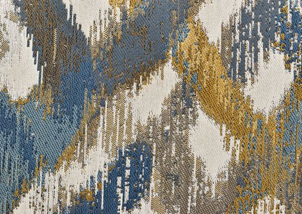 Swatch of the Blue and Gold Design Pillow on the Rowan Chair in Off White by Franklin Furniture | Home Furniture Plus Bedding