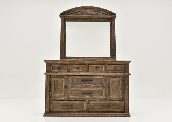 Barnwood Brown Vienna Dresser with Mirror by Vintage Furniture Showing the Front View | Home Furniture Plus Bedding